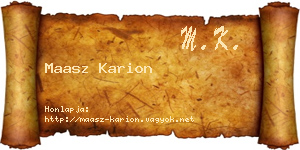 Maasz Karion névjegykártya
